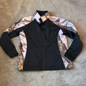 Yukon Gear Windproof Fleece Lined Black/Pink Camouflage Full Zip Jacket SIZE L